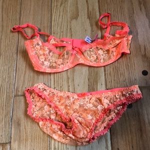 Agent provocateur bright orange bra and panty